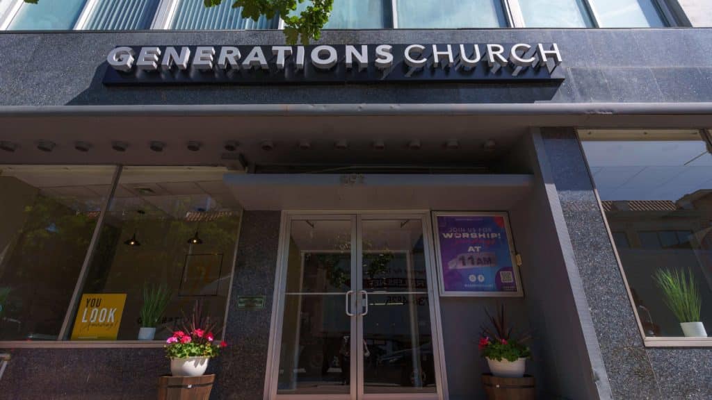 The front entrance at Generations Church New Rochelle